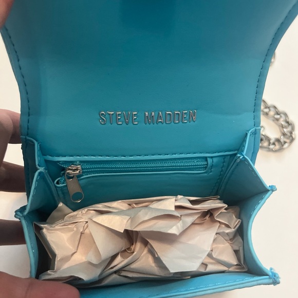 NWT STEVE MADDEN BDORAA mini FLAP TOP CROSSBODY BAG Top Handle & Chain,Turquoise - Picture 4 of 9